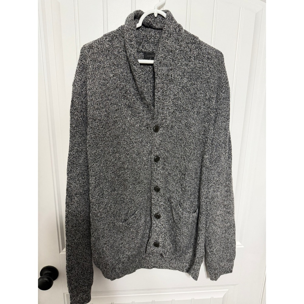 J.Crew Wool Cardigan Mens XL Shawl Collar Marled Knit Button Front EUC